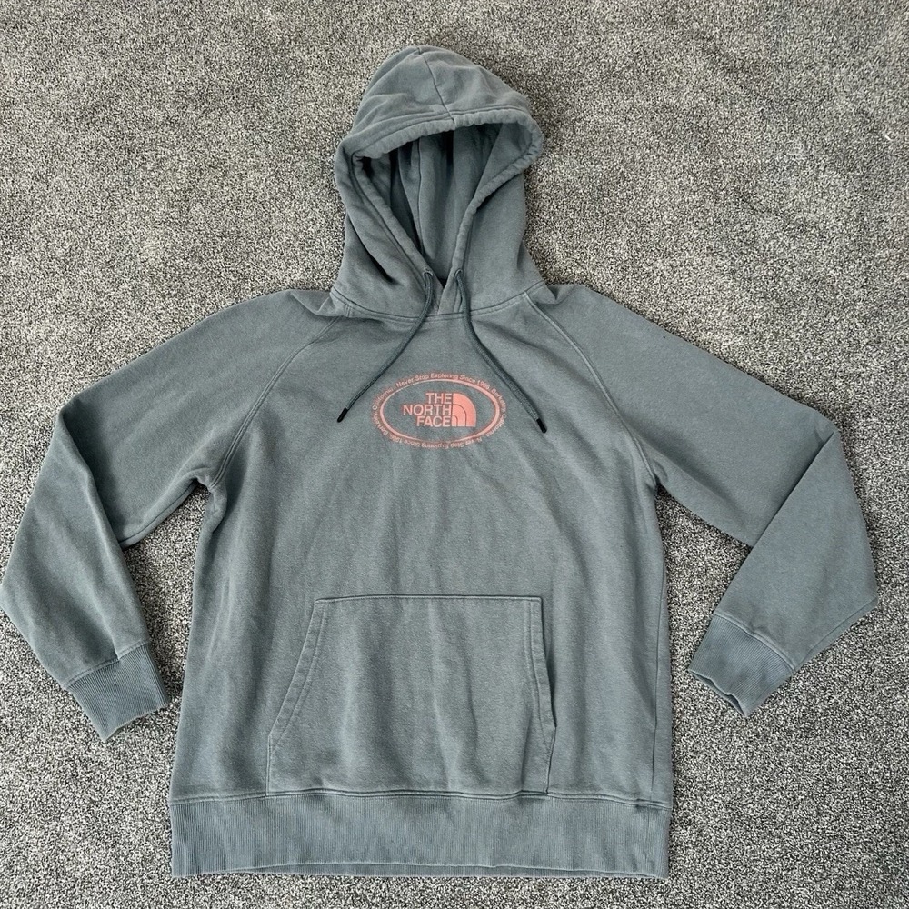 The North Face Hoodie Womens Large Gray Logo Pullover Sweatshirt